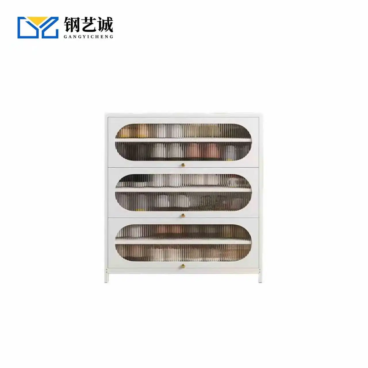 Arc Door 3-Door 6-Tier Steel Shoe Cabinet